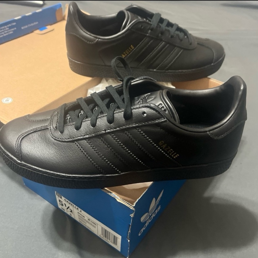adidas Gazelle Women's All-Black Leather Sneakers